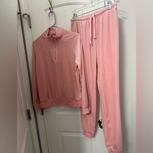 Pink Velour Tracksuit Set